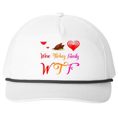 Wtf Wine Turkey Family Matching Funny Thanksgiving Day Funny Gift Snapback Five-Panel Rope Hat