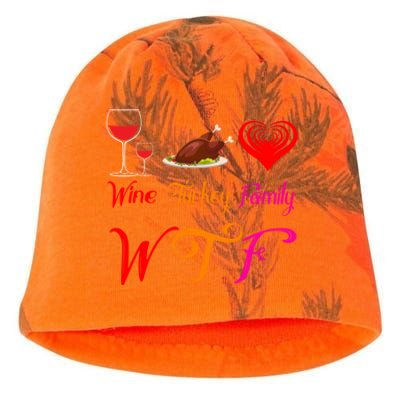 Wtf Wine Turkey Family Matching Funny Thanksgiving Day Funny Gift Kati - Camo Knit Beanie