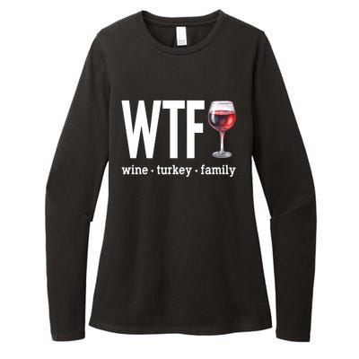 Wtf Wine Turkey Family Funny Thanksgiving Womens CVC Long Sleeve Shirt