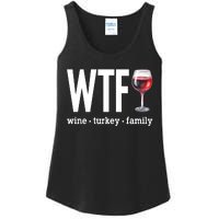 Wtf Wine Turkey Family Funny Thanksgiving Ladies Essential Tank