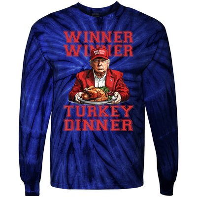 Winner Winner Turkey Dinner Humor Funny Trump Thanksgiving Tie-Dye Long Sleeve Shirt