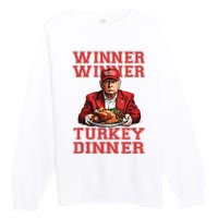 Winner Winner Turkey Dinner Humor Funny Trump Thanksgiving Premium Crewneck Sweatshirt