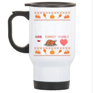 Wtf Wine Turkey Family Thanksgiving Ugly Christmas Ornats Gift Stainless Steel Travel Mug