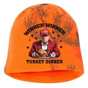 Winner Winner Turkey Dinner Funny Thanksgiving Donald Trump President Kati - Camo Knit Beanie