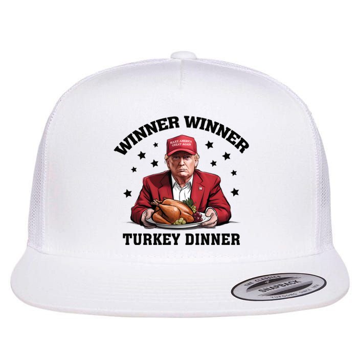 Winner Winner Turkey Dinner Funny Thanksgiving Donald Trump President Flat Bill Trucker Hat