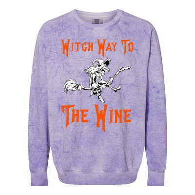 Witch Way To The Wine Fun Ing Witch Halloween Costume Gift Colorblast Crewneck Sweatshirt