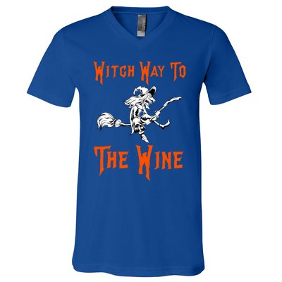 Witch Way To The Wine Fun Ing Witch Halloween Costume Gift V-Neck T-Shirt