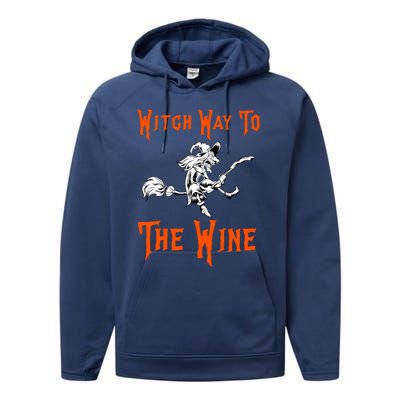 Witch Way To The Wine Fun Ing Witch Halloween Costume Gift Performance Fleece Hoodie