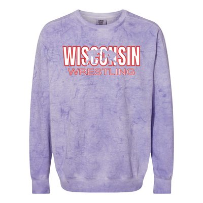 Wisconsin Wrestling Team Coach Wrestler State Pride Gift Great Gift Colorblast Crewneck Sweatshirt