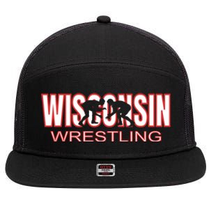 Wisconsin Wrestling Team Coach Wrestler State Pride Gift Great Gift 7 Panel Mesh Trucker Snapback Hat