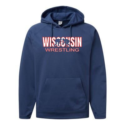 Wisconsin Wrestling Team Coach Wrestler State Pride Gift Great Gift Performance Fleece Hoodie