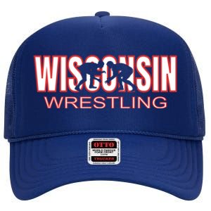 Wisconsin Wrestling Team Coach Wrestler State Pride Gift Great Gift High Crown Mesh Back Trucker Hat