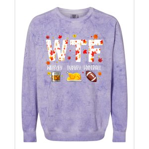 Wtf Whiskey Turkey Football Funny Thanksgiving Day Colorblast Crewneck Sweatshirt