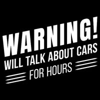 Warning Will Talk About Cars For Hours Drawstring Bag