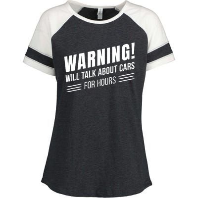 Warning Will Talk About Cars For Hours Enza Ladies Jersey Colorblock Tee