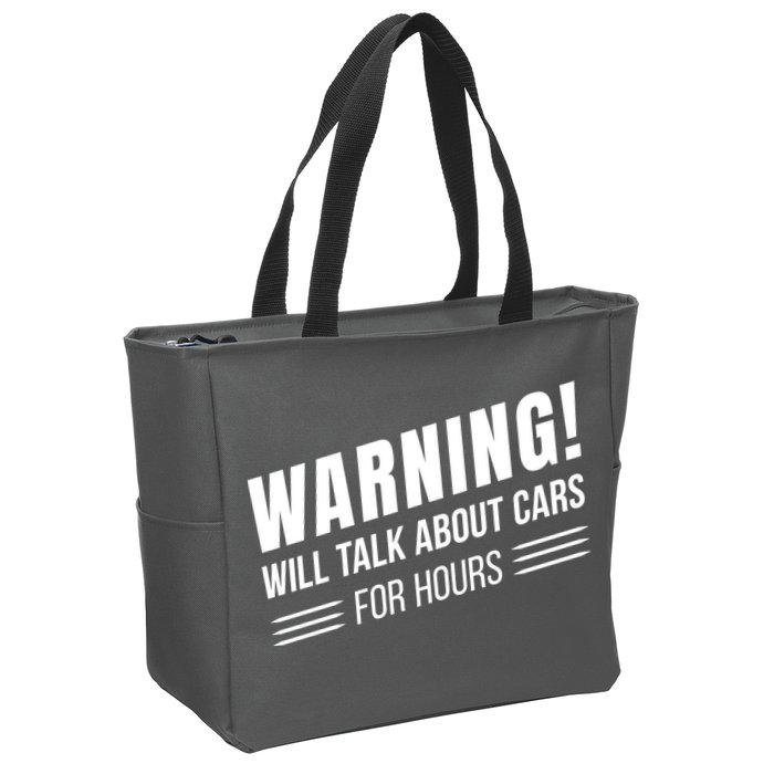 Warning Will Talk About Cars For Hours Zip Tote Bag