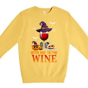 Witch Way To The Wine Funny Costume For Witch Lover Great Gift Premium Crewneck Sweatshirt