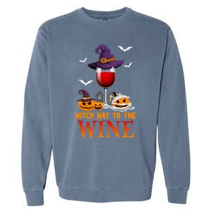 Witch Way To The Wine Funny Costume For Witch Lover Great Gift Garment-Dyed Sweatshirt