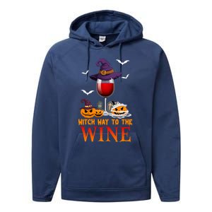 Witch Way To The Wine Funny Costume For Witch Lover Great Gift Performance Fleece Hoodie