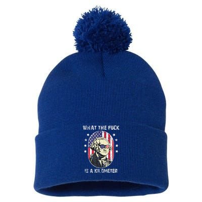 WTF What The Fuck Is A Kilometer George Washington July 4th Pom Pom 12in Knit Beanie