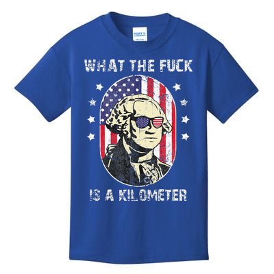 WTF What The Fuck Is A Kilometer George Washington July 4th Kids T-Shirt