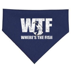 Wtf WhereS The Fish Funny Fishing Gifts Fathers Day USA-Made Doggie Bandana