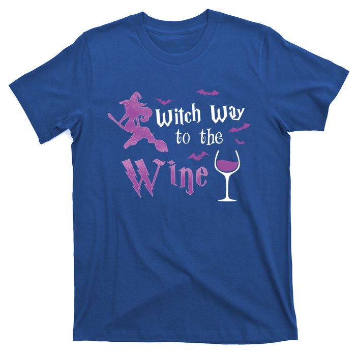 Witch Way To The Wine Funny Ing Party Halloween Graphic Gift T-Shirt