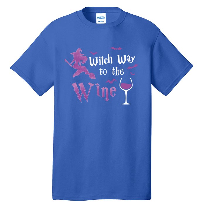 Witch Way To The Wine Funny Ing Party Halloween Graphic Gift Tall T-Shirt