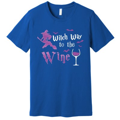 Witch Way To The Wine Funny Ing Party Halloween Graphic Gift Premium T-Shirt