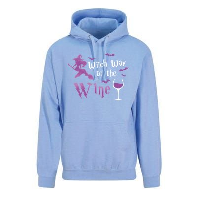 Witch Way To The Wine Funny Ing Party Halloween Graphic Gift Unisex Surf Hoodie