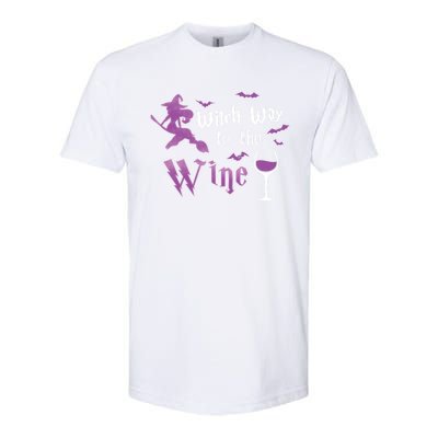 Witch Way To The Wine Funny Ing Party Halloween Graphic Gift Softstyle CVC T-Shirt