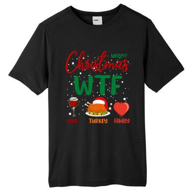 Wtf Wine Turkey Family Funny Gift Merry Christmas Day Gift Tall Fusion ChromaSoft Performance T-Shirt