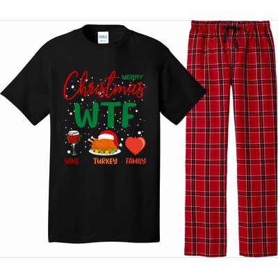 Wtf Wine Turkey Family Funny Gift Merry Christmas Day Gift Pajama Set