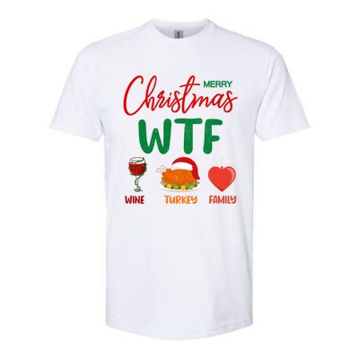 Wtf Wine Turkey Family Funny Gift Merry Christmas Day Gift Softstyle CVC T-Shirt