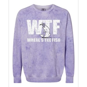 Wtf WhereS The Fish Funny Fishing Gifts Fathers Day Colorblast Crewneck Sweatshirt