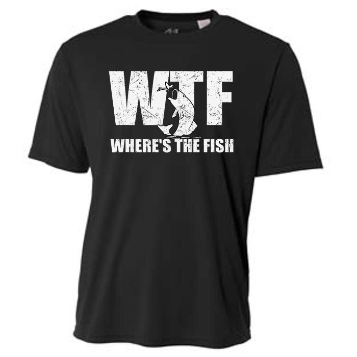 Wtf WhereS The Fish Funny Fishing Gifts Fathers Day Cooling Performance Crew T-Shirt