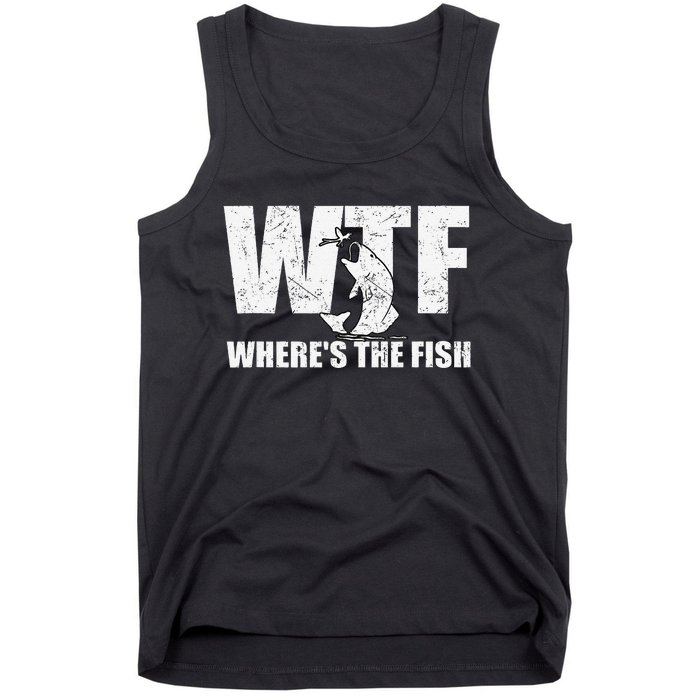 Wtf WhereS The Fish Funny Fishing Gifts Fathers Day Tank Top