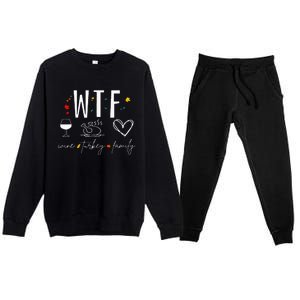 WTF Wine Turkey Family Fall Autumn Funny Thanksgiving Party Premium Crewneck Sweatsuit Set