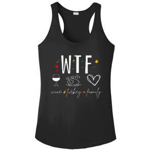 WTF Wine Turkey Family Fall Autumn Funny Thanksgiving Party Ladies PosiCharge Competitor Racerback Tank