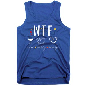 WTF Wine Turkey Family Fall Autumn Funny Thanksgiving Party Tank Top