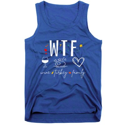 WTF Wine Turkey Family Fall Autumn Funny Thanksgiving Party Tank Top