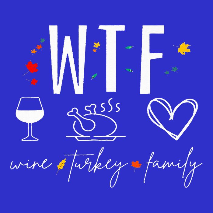 WTF Wine Turkey Family Fall Autumn Funny Thanksgiving Party Short Acrylic Beanie
