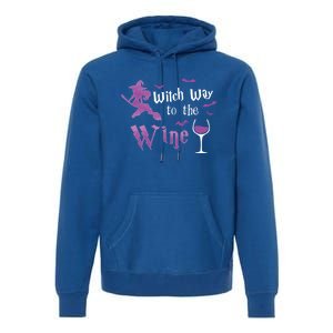 Witch Way To The Wine Funny Ing Party Halloween Graphic Great Gift Premium Hoodie