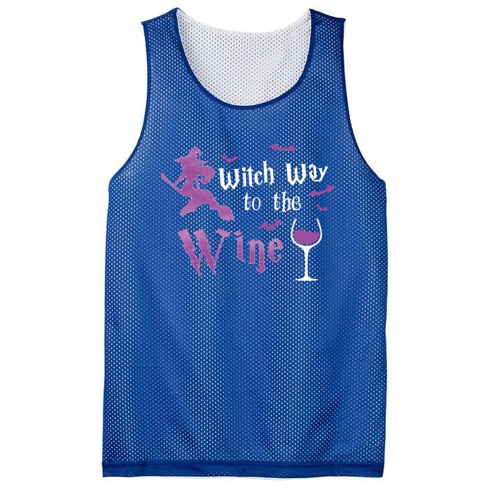 Witch Way To The Wine Funny Ing Party Halloween Graphic Great Gift Mesh Reversible Basketball Jersey Tank