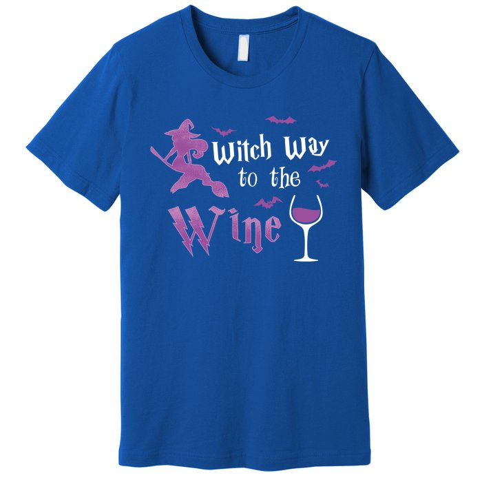 Witch Way To The Wine Funny Ing Party Halloween Graphic Great Gift Premium T-Shirt