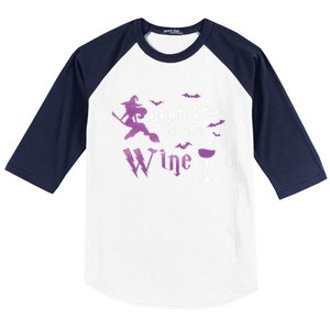 Witch Way To The Wine Funny Ing Party Halloween Graphic Great Gift Baseball Sleeve Shirt