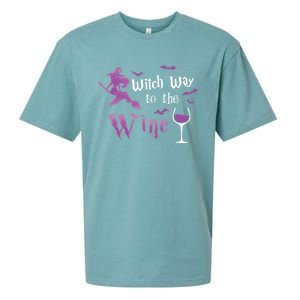 Witch Way To The Wine Funny Ing Party Halloween Graphic Great Gift Sueded Cloud Jersey T-Shirt