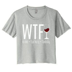 wtf wine turkey family Women's Crop Top Tee