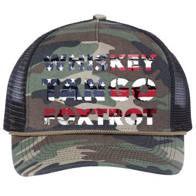 WTF Whiskey Tango Foxtrot American Flag Men Women Retro Rope Trucker Hat Cap