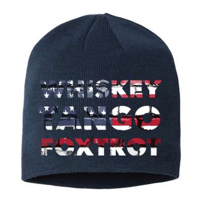 WTF Whiskey Tango Foxtrot American Flag Men Women Sustainable Beanie